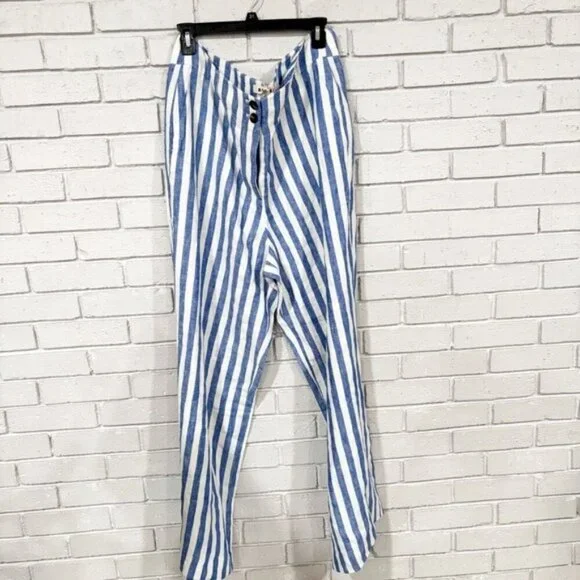 Boden Women’s Blue and White Striped Pants - Size‎ 14